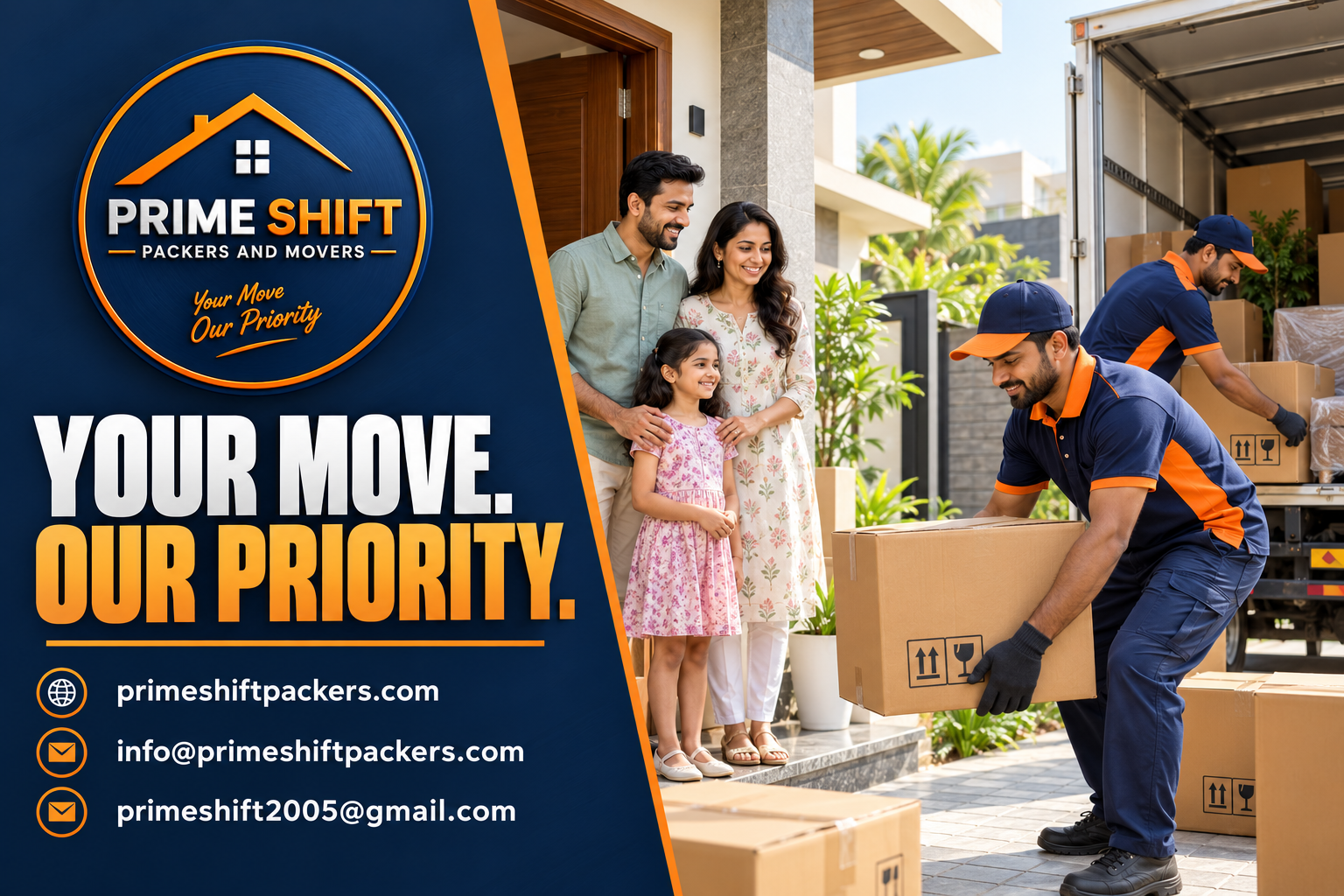 Prime Shift promotional image: Indian family and careful household movers